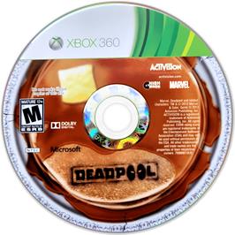 Cartridge artwork for Deadpool on the Microsoft Xbox 360.