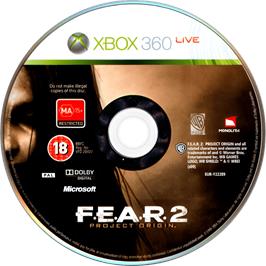 Cartridge artwork for F.e.a.r. 2 - Project Origin on the Microsoft Xbox 360.