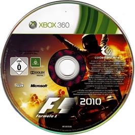 Cartridge artwork for F1 2010 on the Microsoft Xbox 360.