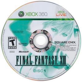 Cartridge artwork for Final Fantasy 13 on the Microsoft Xbox 360.