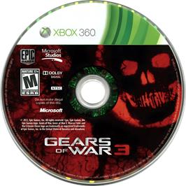 Cartridge artwork for Gears Of War 3 on the Microsoft Xbox 360.