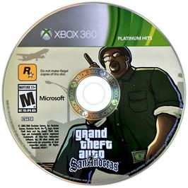 Cartridge artwork for Grand Theft Auto - San Andreas on the Microsoft Xbox 360.