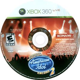 Cartridge artwork for Karaoke Revolution Presents American Idol Encore 2 on the Microsoft Xbox 360.