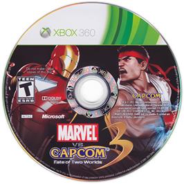 Cartridge artwork for Marvel Vs. Capcom 3 - Fate Of Two Worlds on the Microsoft Xbox 360.