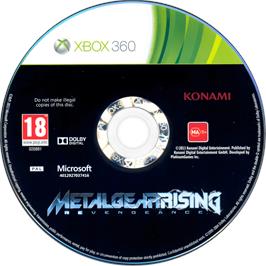 Cartridge artwork for Metal Gear Rising - Revengeance on the Microsoft Xbox 360.