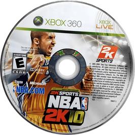 Cartridge artwork for Nba 2k10 on the Microsoft Xbox 360.