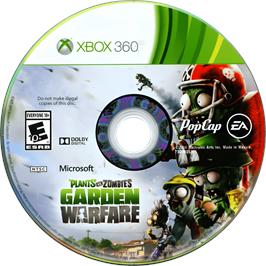 Cartridge artwork for Plants Vs Zombies - Garden Warfare on the Microsoft Xbox 360.