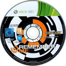 Cartridge artwork for Remember Me on the Microsoft Xbox 360.
