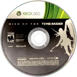 Cartridge artwork for Rise Of The Tomb Raider on the Microsoft Xbox 360.