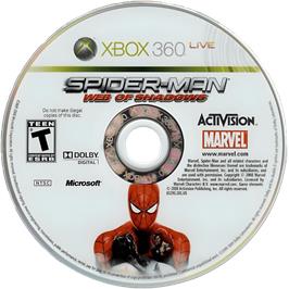 Cartridge artwork for Spider-Man - Web of Shadows on the Microsoft Xbox 360.