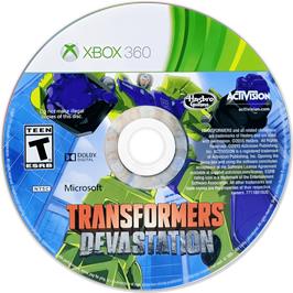 Cartridge artwork for Transformers - Devastation on the Microsoft Xbox 360.