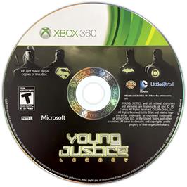 Cartridge artwork for Young Justice - Legacy on the Microsoft Xbox 360.