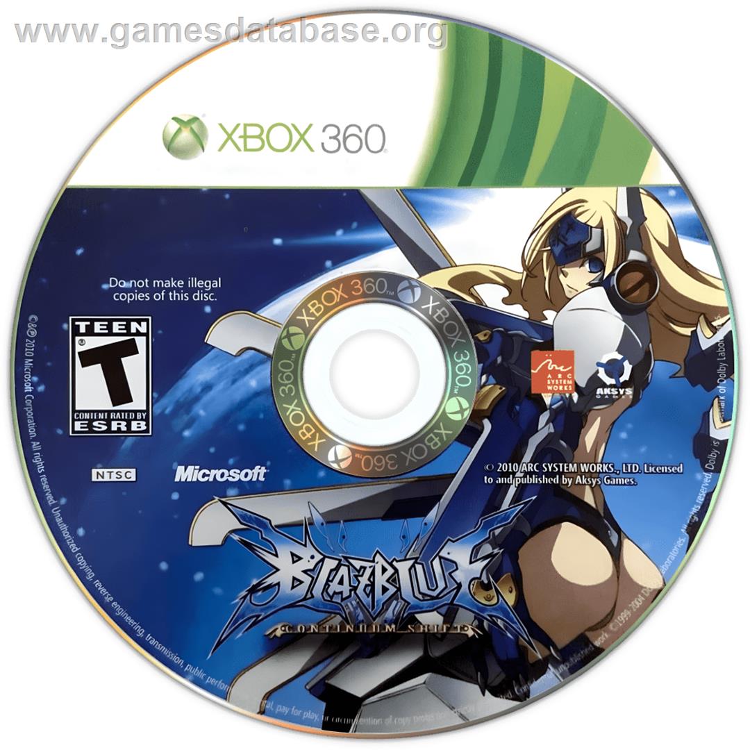 Blazblue - Continuum Shift - Microsoft Xbox 360 - Artwork - Cartridge