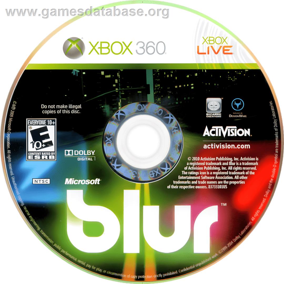 Blur - Microsoft Xbox 360 - Artwork - Cartridge