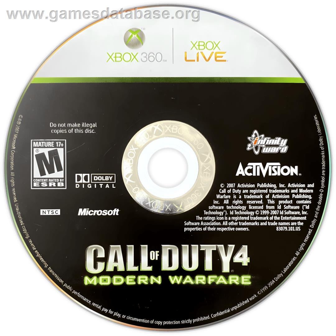 Call Of Duty 4 - Modern Warfare - Microsoft Xbox 360 - Artwork - Cartridge