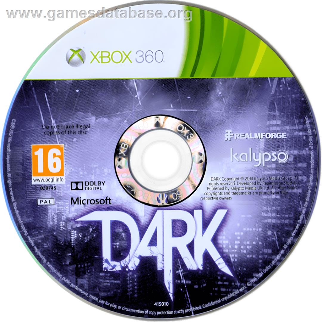 Dark - Microsoft Xbox 360 - Artwork - Cartridge