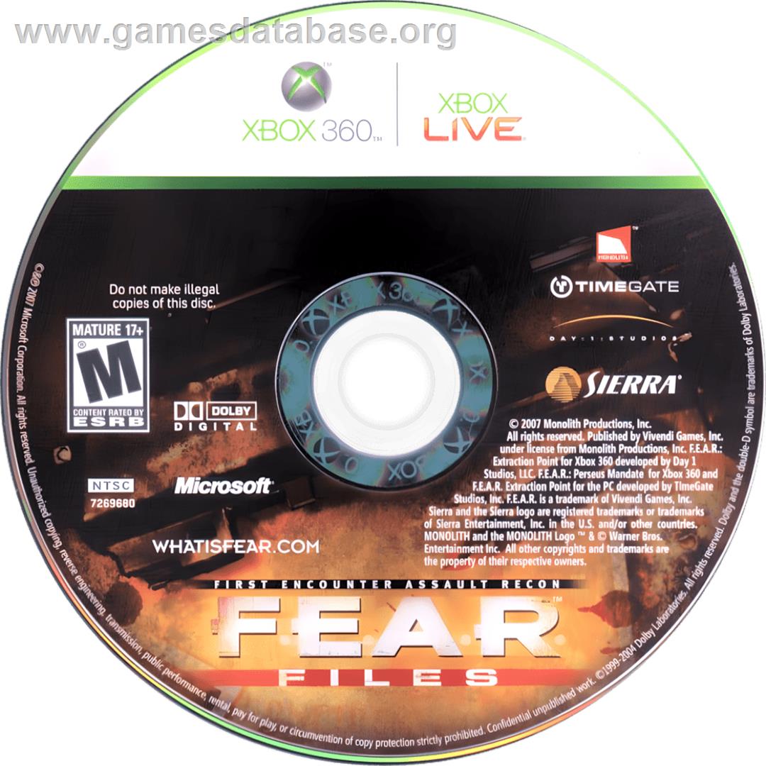 F.e.a.r. Files - Microsoft Xbox 360 - Artwork - Cartridge