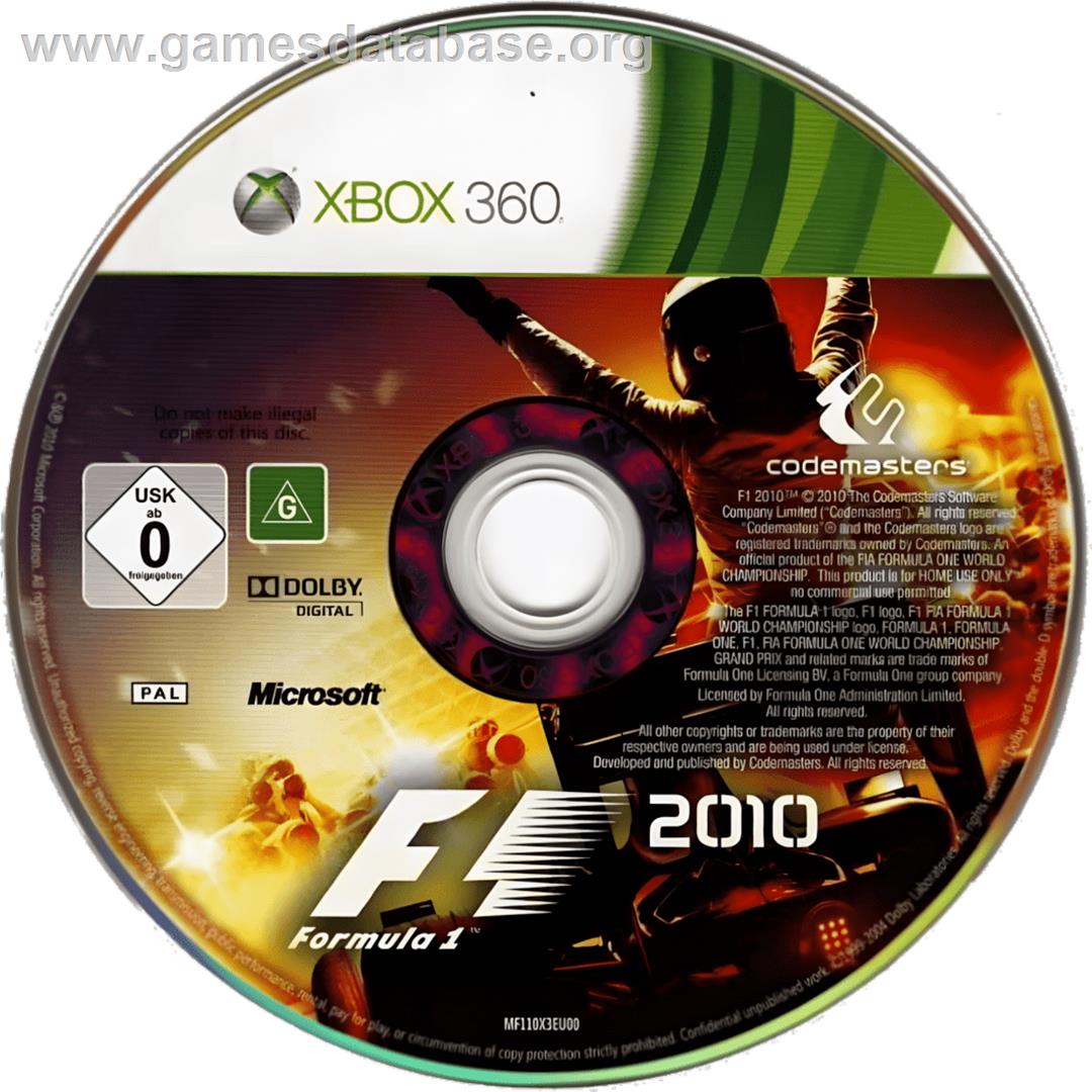 F1 2010 - Microsoft Xbox 360 - Artwork - Cartridge