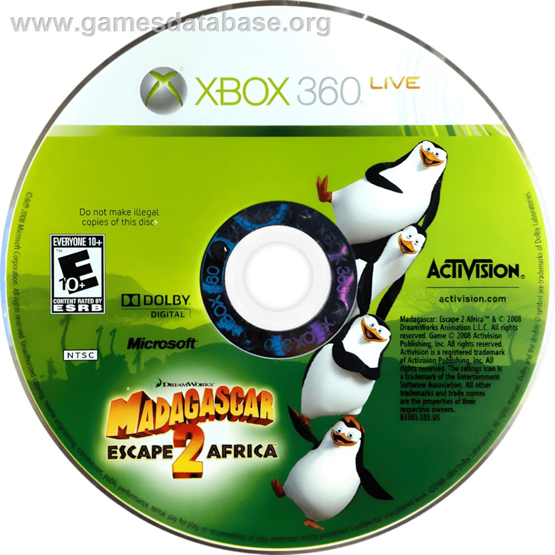 Madagascar 2 - Microsoft Xbox 360 - Artwork - Cartridge