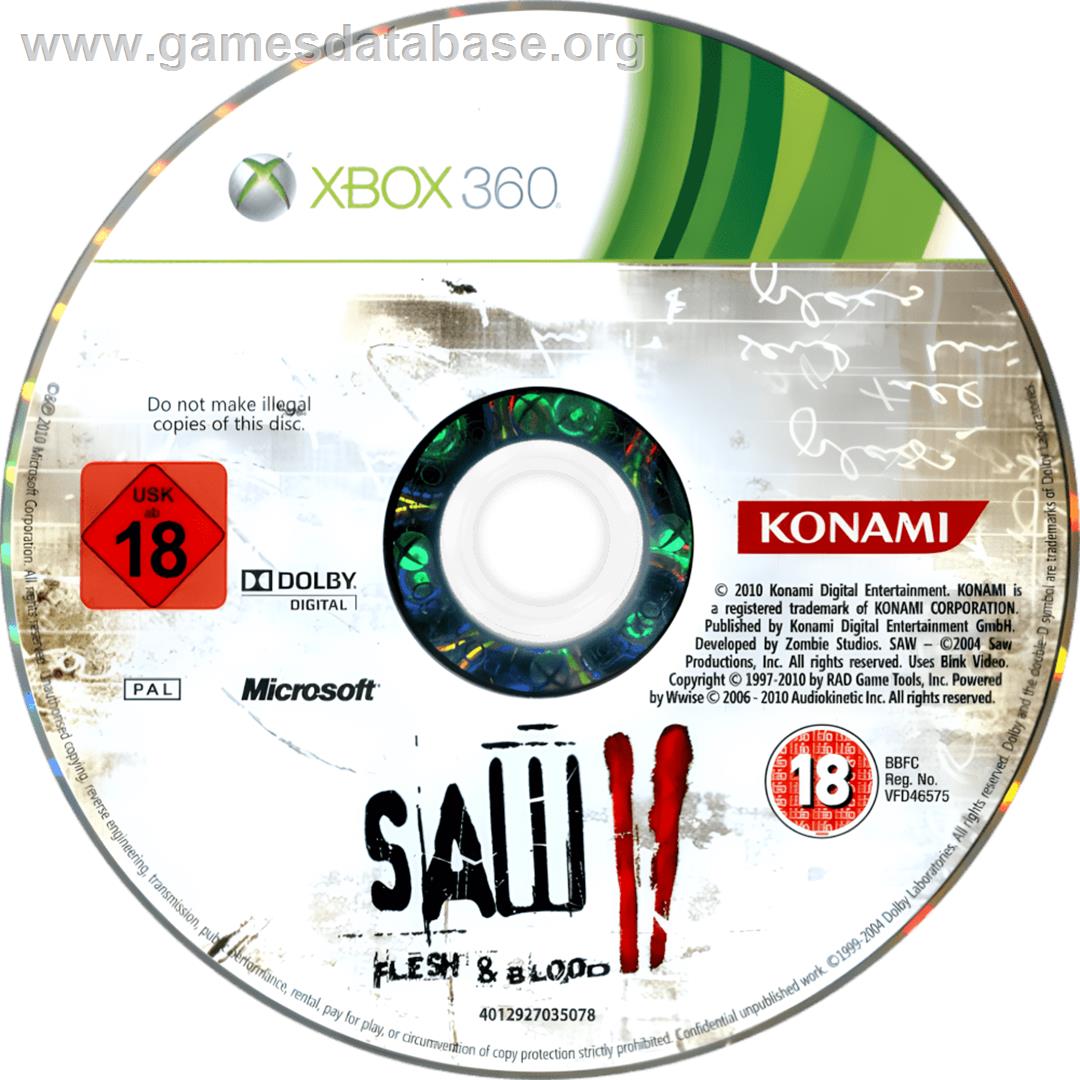 Saw 2 - Flesh And Blood - Microsoft Xbox 360 - Artwork - Cartridge