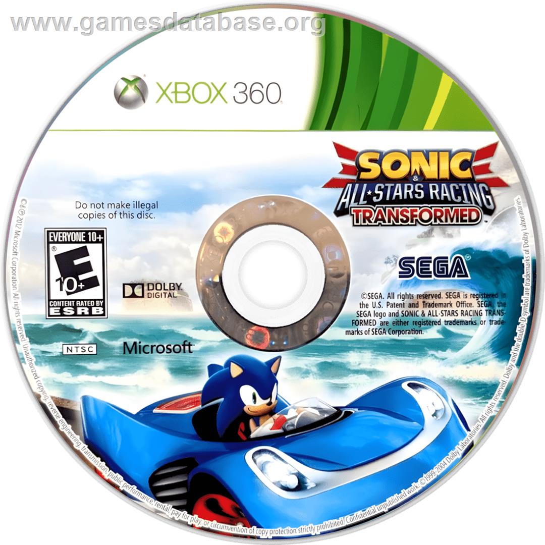 Sonic And All Stars Racing Transformed - Microsoft Xbox 360 - Artwork - Cartridge