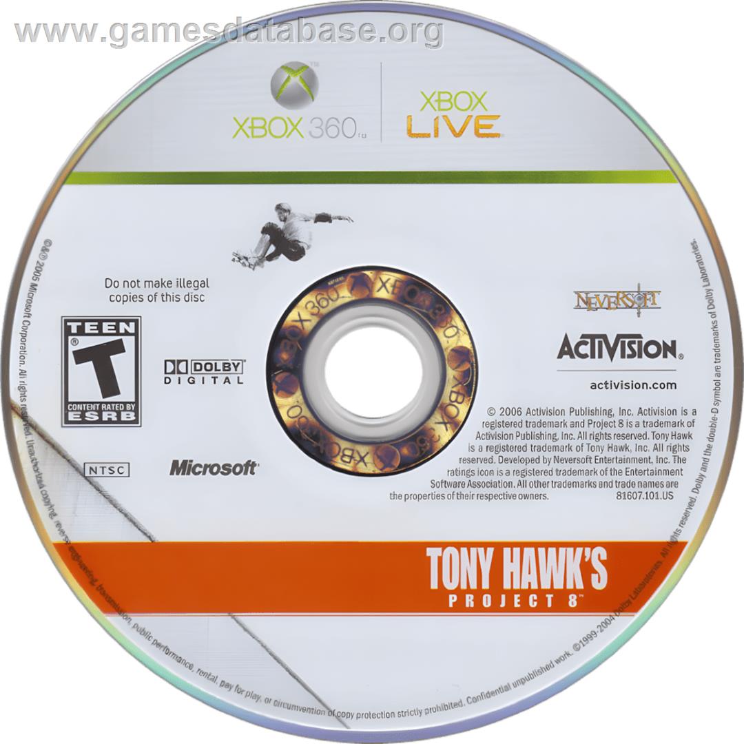 Tony Hawk's Project 8 - Microsoft Xbox 360 - Artwork - Cartridge