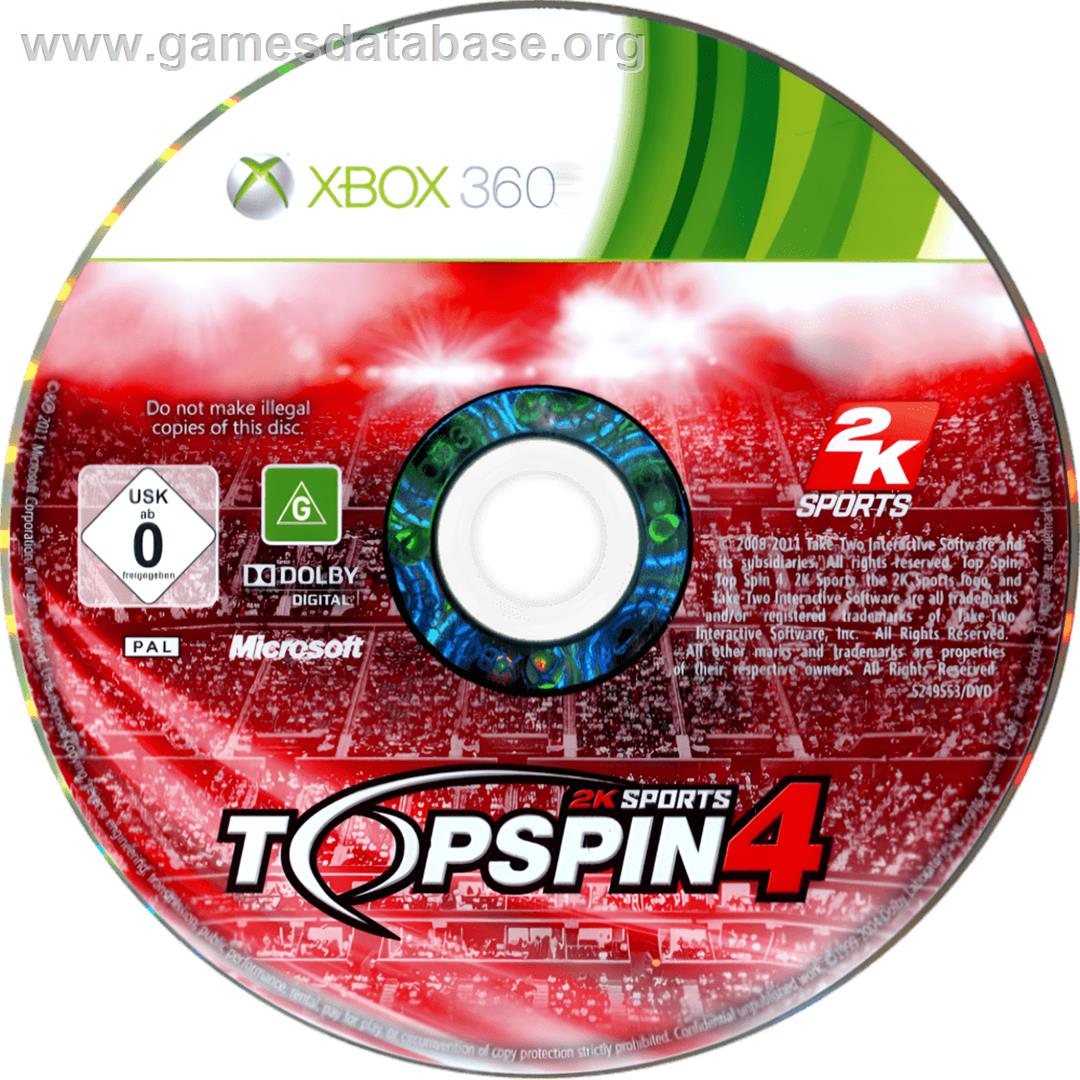 Top Spin 4 - Microsoft Xbox 360 - Artwork - Cartridge