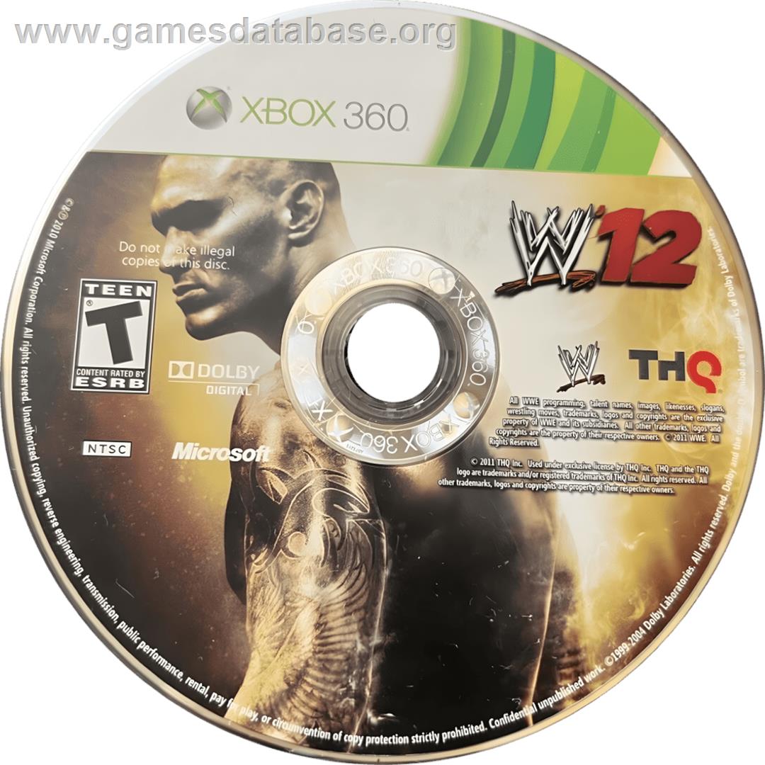 Wwe'12 - Microsoft Xbox 360 - Artwork - Cartridge