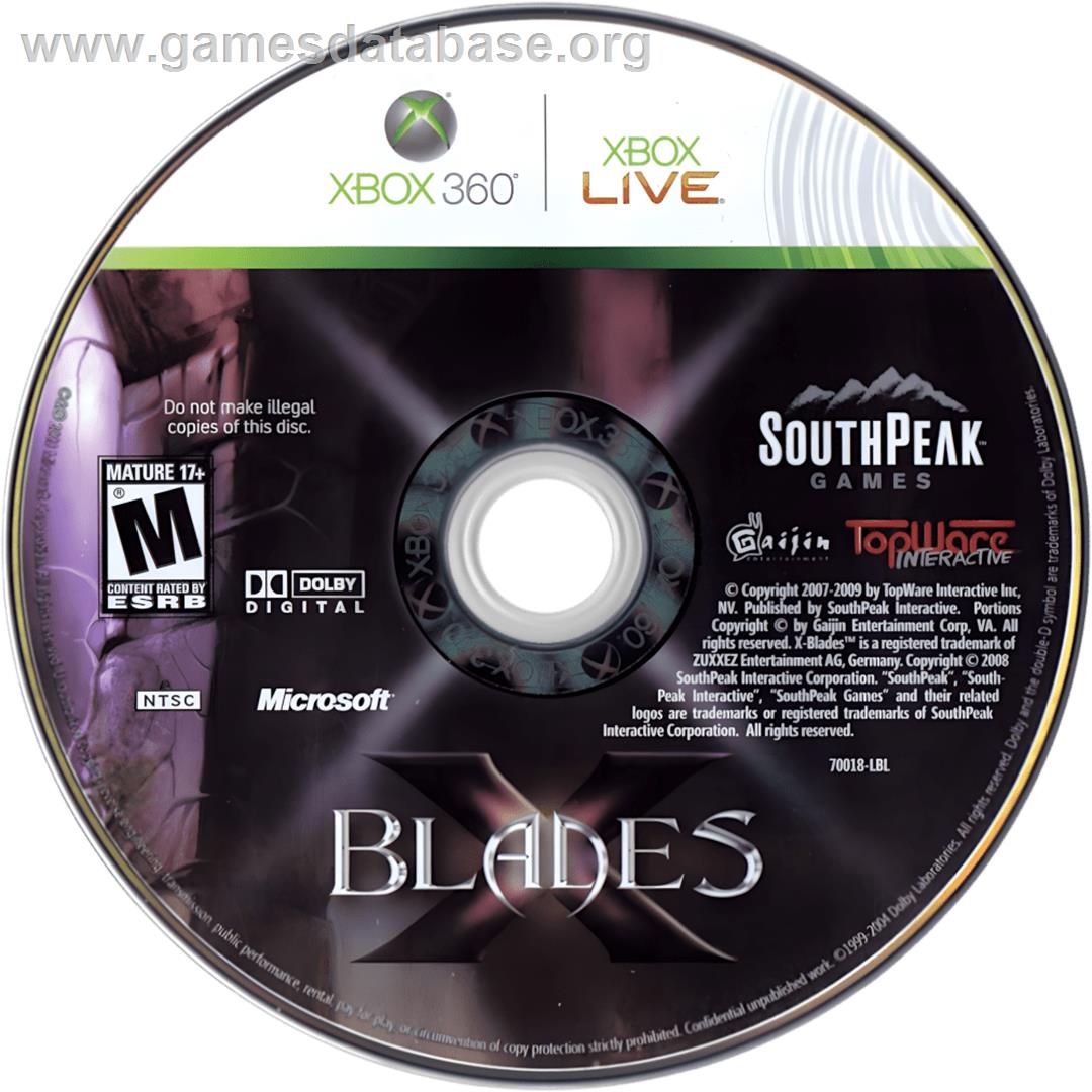 X-blades - Microsoft Xbox 360 - Artwork - Cartridge