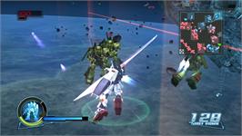 In game image of Dynasty Warriors - Gundam on the Microsoft Xbox 360.