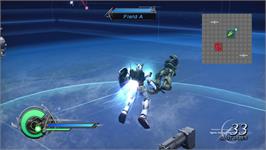 In game image of Dynasty Warriors - Gundam 2 on the Microsoft Xbox 360.