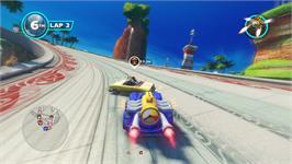 In game image of Sonic And All Stars Racing Transformed on the Microsoft Xbox 360.