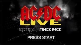 Title screen of Ac/dc Live - Rock Band Track Pack on the Microsoft Xbox 360.