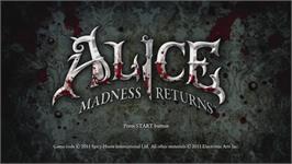 Title screen of Alice - Retour Au Pays De La Folie on the Microsoft Xbox 360.