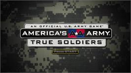 Title screen of America's Army - True Soldiers on the Microsoft Xbox 360.