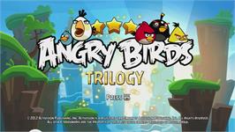 Title screen of Angry Birds Trilogy on the Microsoft Xbox 360.