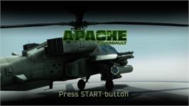Title screen of Apache: Air Assault on the Microsoft Xbox 360.
