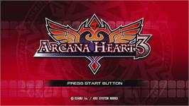 Title screen of Arcana Heart 3 on the Microsoft Xbox 360.