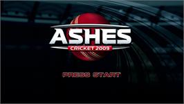 Title screen of Ashes Cricket 2009 on the Microsoft Xbox 360.