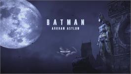 Title screen of Batman: Arkham Asylum on the Microsoft Xbox 360.