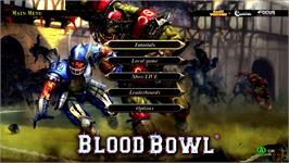 Title screen of Blood Bowl on the Microsoft Xbox 360.