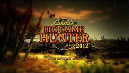 Title screen of Cabela's Big Game Hunter 2012 on the Microsoft Xbox 360.