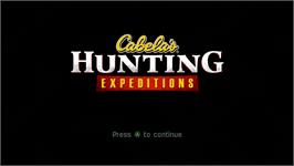 Title screen of Cabela's Hunting Expeditions on the Microsoft Xbox 360.