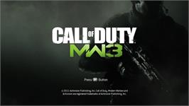 Title screen of Call Of Duty - Modern Warfare 3 on the Microsoft Xbox 360.