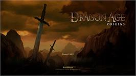 Title screen of Dragon Age: Origins on the Microsoft Xbox 360.