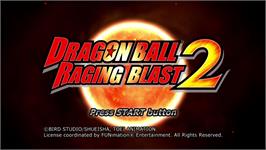 Title screen of Dragon Ball Raging Blast 2 on the Microsoft Xbox 360.