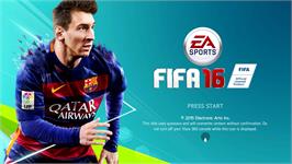 Title screen of Fifa 16 on the Microsoft Xbox 360.