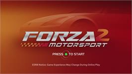 Title screen of Forza Motorsport 2 on the Microsoft Xbox 360.