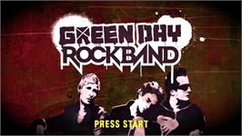 Title screen of Green Day: Rock Band on the Microsoft Xbox 360.