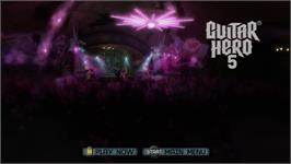 Title screen of Guitar Hero 5 on the Microsoft Xbox 360.